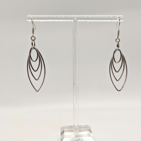 Sterling silver Layered Feather Earrings - Picture 3 of 4